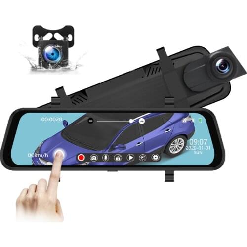 10 Inch Car DVR Mirror Camera FHD 1296P dash camera dual cameras dual lens car video recorder Anti-EMC interference
