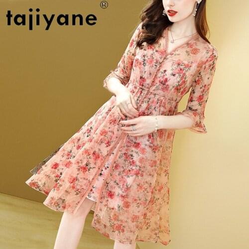 Midi for Dresses Women Real Silk Dress Woman Cloth Summer Dress 100% Silk Woman Dresses Korean Style Vestidos TN2601