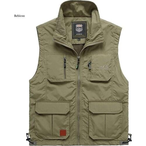 Summer Mesh Thin Multi Pocket Vest For Male Big Size Male Casual 4 Colors Sleeveless Jacket With Many Pockets Reporter Waistcoat