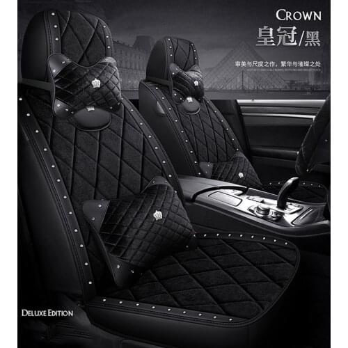 2021 Winter season Velvet warm car seat cover Hot drilling Crown graphics Leather surround short plush cloth Universal covers