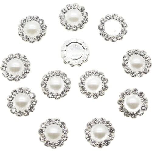 10Pcs / Set 10MM High-end Shiny Pearl Rhinestone Buttons, Clothing Sewing Accessories DIY Hotel Invitation Decoration
