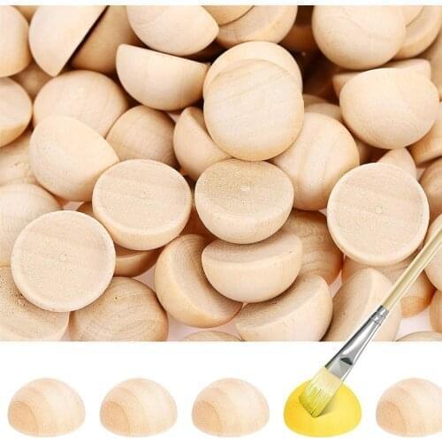 50Pcs New Split Wood Balls DIY Crafts Half Wooden Balls Natural Durable for Paint DIY Ornament Crafts