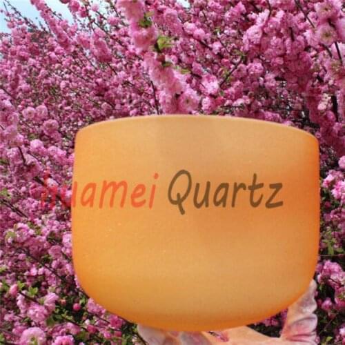 8 inch D-Orange Sacral Chakra Frosted Quartz Crystal Singing Bowl