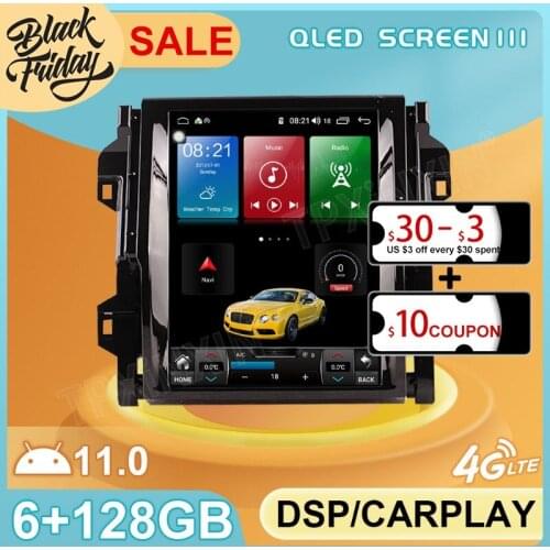 Android 11 128GB Tesla Style for Toyota Runner 2018 - 2020 GPS Car Navigation Multimedia Video Stereo Player Radio Carplay 2 DIN