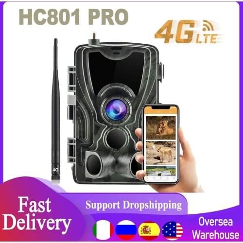 Live broadcast 4K Video Trail Camera Free APP Cloud Service 4G Wildlife Hunting 30MP Wireless Cameras HC801PRO Photo Trap