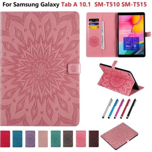 For Samsung Galaxy Tab A 10.1 SM-T510 SM-T515 Fashion Magnetic Wallet Tablet Cover for Samsung Galaxy Tab A 10 1 2019 Case + Pen