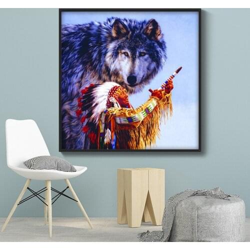 DIY digital painting human and wolf figure painting animal painting decorative painting adult hand-painted decompression