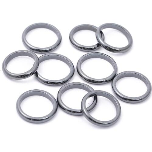 Hematite Ring 4T 6T 10T Non-magnetic Plane Arc Face Black Gallstone Ring Colorful Couple Ring Customization