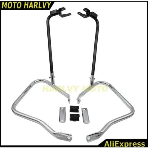 Chrome Saddlebag Bracket Guard Bar Set For Harley Touring Electra Glide Road King 14-17
