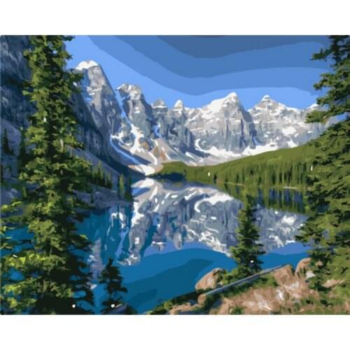 Frameless picture oil painting by numbers wall decor diy painting on canvas for home decor 4050 lake