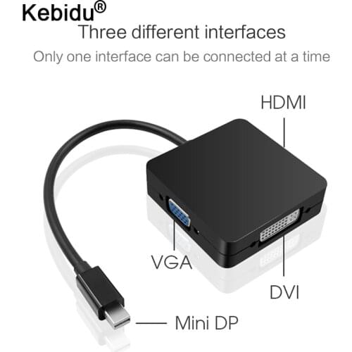 Kebidu 3 in 1 for Thunderbolt Mini DP DisplayPort to DVI VGA Display Port Cable Adapter for Apple MacBook Pro Mac Book Air