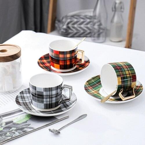 MT Creative simple square coffee cup and saucer set European glazed afternoon ceramic cup combination household business gifts