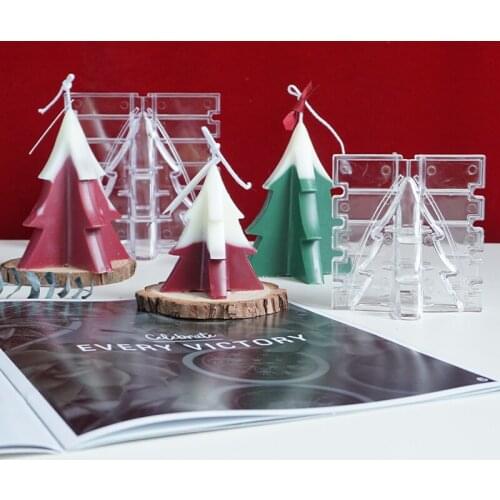 Mini Christmas Tree Shape DIY Candle Mold PC Plastic Handmade Wax Kitchen Table New Year Gift Manual Decoration For Home