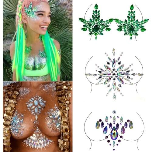 2021 New Hot Sale Sexy Chest Crystal Resin Drill Tattoo Sticker Music Festival Fashion Tattoo Stickers Party Chest Decoration