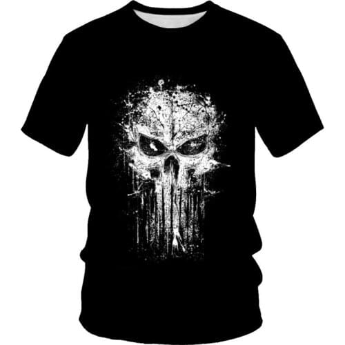 2021 new 3D printing fashion mens and womens T-shirt street skull trend soft material casual mens loose O-neck T-shirt