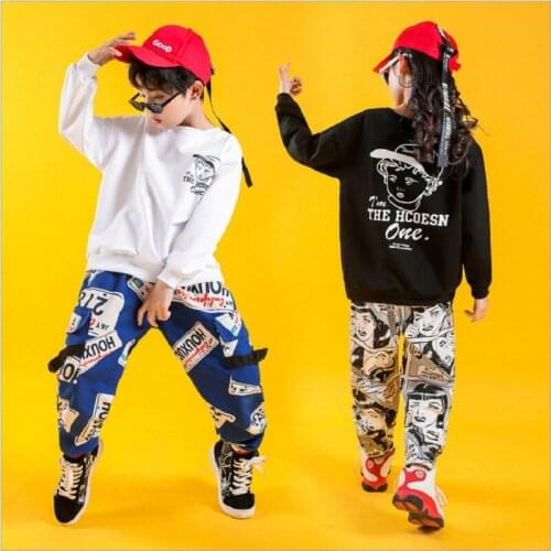 Spring New Childrens Clothes Sets Costumes For Boys Girls Hip-hop Suits Girls Jazz Loose Dance Practice Clothes Tops Pants Sets