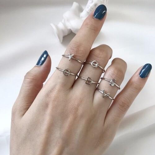 Custom 925 Sterling Silver Alphabet Rings A-Z Initial Letter Name Rings Charm Jewelry Fashion Love Gift New Arrive