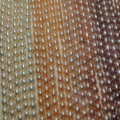 6-7mm Natural Freshwater Pearl Necklace Rice Oval Shape Pearls For Fashion Jewelry Making DIY 15.3