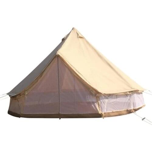 Double wall bell tent with top stove jacket, waterproof Mesh Wall Cotton Canvas bell Tent With, Fmaily Camping Tent