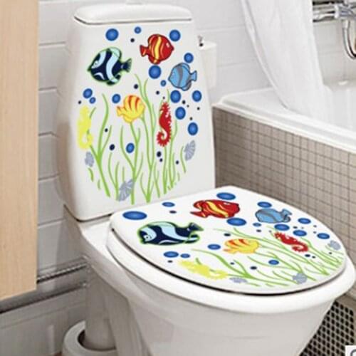 Underwater fish Bubble toilet bathroom sticker waterproof Home Decoration refrigerator swimming pool Decals 1PC