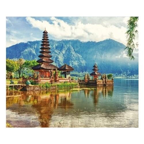 Lakeside scenery, mountains, islands Needlework 14CT Canvas Unprinted Handmade Embroidery Cross Stitch Kits DIY Home Decor