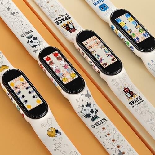 Cartoon strap of Mi Band 6 5 Strap Fashion Soft Silicone strap band mi band 4 3 wrist strap for Amazfit Band 5 Replacement strap