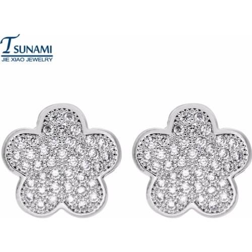 Romantic fashion plum flower AAA zircon miniature inlaid zircon earrings A jewelry gift for women/girls ER-083