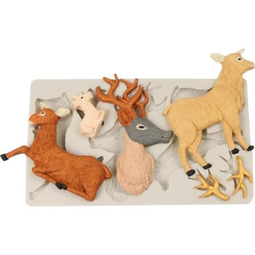 3D Christmas Deer Cake Silicone Mold Decoration Fondant Cookie Chocolate Baking Mold for Cake Cupcake Sugarcraft Gumpaste Mold