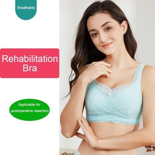 Breast Surgery Dedicated Bra Sexy Black Lace No Steel Ring Pure Cotton Prosthetic Breast Womens Bra Post-mastectomy Underwear