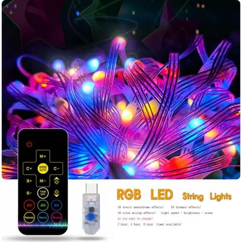 New LED colorful copper wire lamp string USB horse running color lamp RGB flexible wire copper wire lamp remote control timing