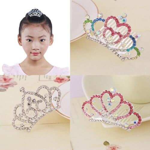 Children Birthday Tiaras and Crowns Small Kids Girls Colorful Rhinestone Crystal Crown Princess Party Hair Accessiories Jewelry