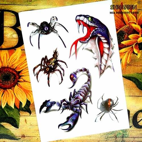 Scorpions spider Temporary Tattoo Body Art Flash Tattoo Stickers 12*20cm Waterproof Henna Tatoo Styling Home Decor Wall Sticker