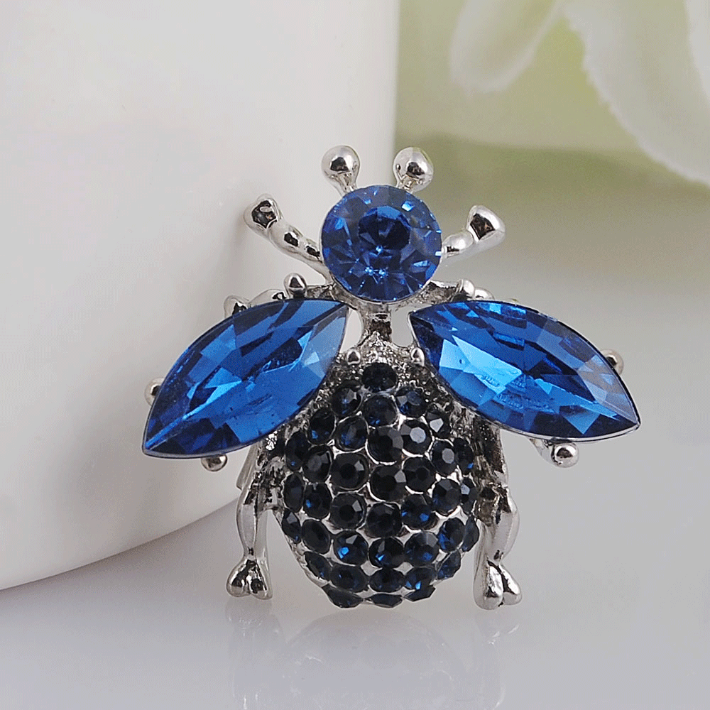 High Quality Cute Bee Brooches Blue Rhinestone Brooch Fashion Animal Insect Brooch Jewelry Wedding Gift Party