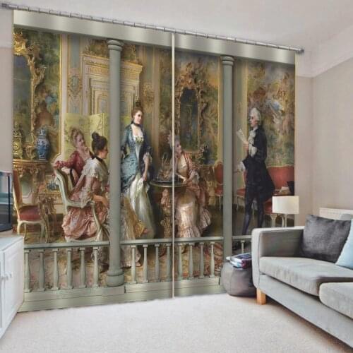 High quality custom 3d curtain fabric European Curtains Photo Painted 3D Curtain Living room angel curtains
