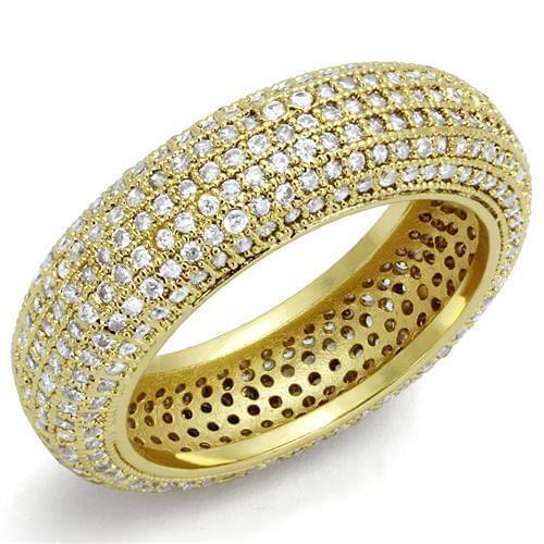 Gold Brass Ring with AAA Grade CZ in Clear