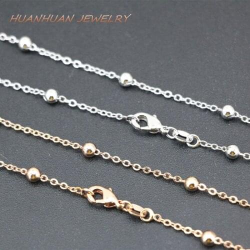 1mm Link Chain Copper Stainless Steel Necklace For Women Round Chains Chokers New Fashion Christmas Gifts Jewelry 18inch B3374