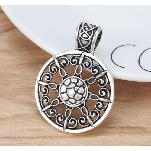 10PCS Antique Silver Color Bohemia Open Abstract Clock Round Charms Pendants for Necklaces Jewelry Making 35x46mm