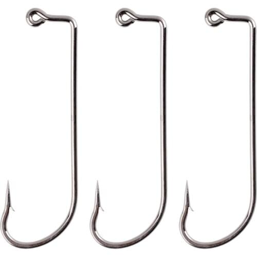 100pcs Offset Jig Hook Size 2#-5/0# High Carbon Steel Jig Hooks Fishing Hook Single Hooks Catfish