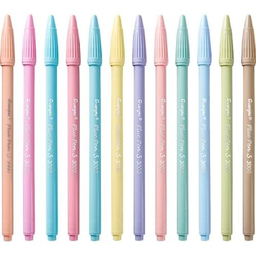 12pcs Guangna Plus Pen 3000 water Color Pen set Water based Macaron Colors Fiber Nib Gel Pen