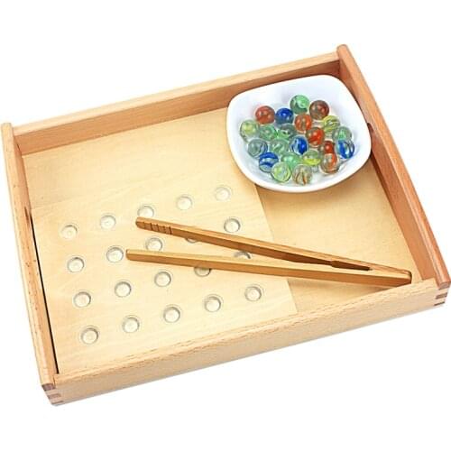 20Pcs Montessori Materials Clip the Balls with Board Wood Tray Chopsticks Training Practical Life Educational Toys for Children