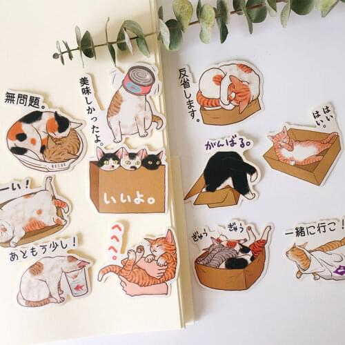 22pcs Cute Cat Kids Fun Paper Stickers Homemade Bookkeeping Decals on Laptop / Decorative scrapbooking / DIY paper