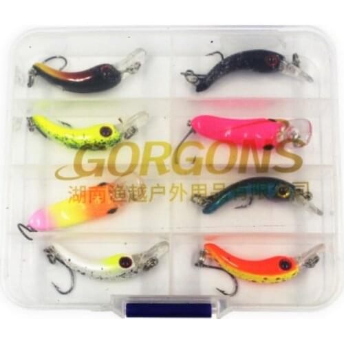 8pcs/Lot Bowed Minnow Fishing Tackle Box Saltwater Freshwater Micro Fishing Wobbler Pesca