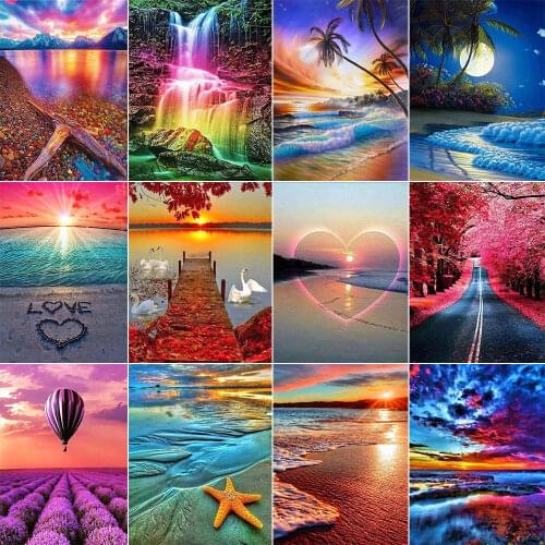 XUEQIXIAOZU Full Seascape Style Landscape Diamond Embroidery 5D DIY Diamond Painting Mosaic Home Decoration Gifts New Explosion