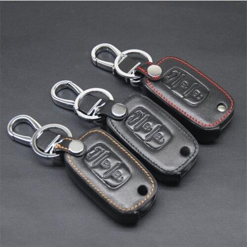 Leather Remote Control Car Key Cover Case Holder For LADA Vesta Sedan Largus Kalina Granta 3Button Flip Key L1236 Key Case