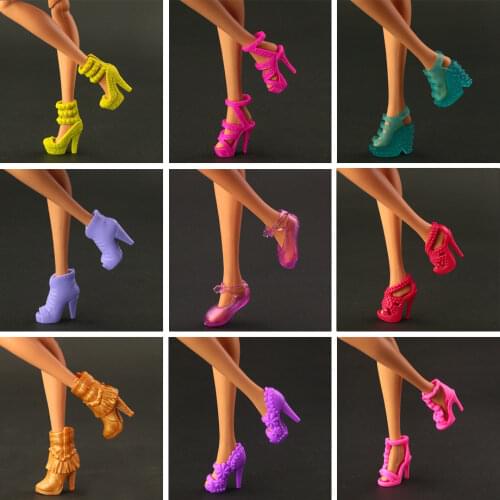 Free Shipping,Girl Birthday Gift 10 Pair / lot Doll Shoes Mix Style Mix Color Orignal Shoes For Barbie Doll
