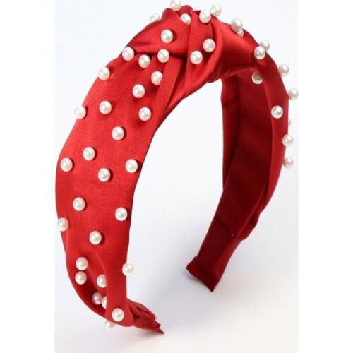 Fraise Accessory Satin With Pearls Knotted Crown