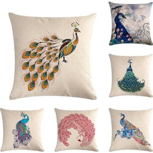 Decorative Throw Pillow Case Cover New Cartoon Peacock Feather Animlas Cushion Cover For Sofa Home Home Capa De Almofadas ZY739