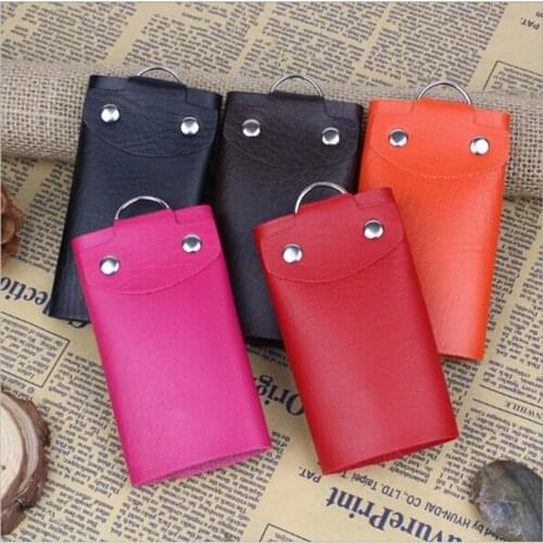 Keys Holder Organizer Manager PU Leather Buckle Key Wallet Case Bag Car Keychain For Men Women Housekeeper Fashion Gifts