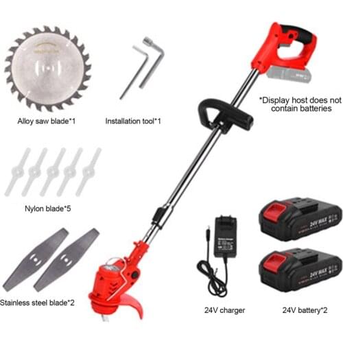 Electric Grass Trimmer Electric Lawn Mower Double Wheel Cordless Adjustable Length with 2 Battery Garden Power Tools