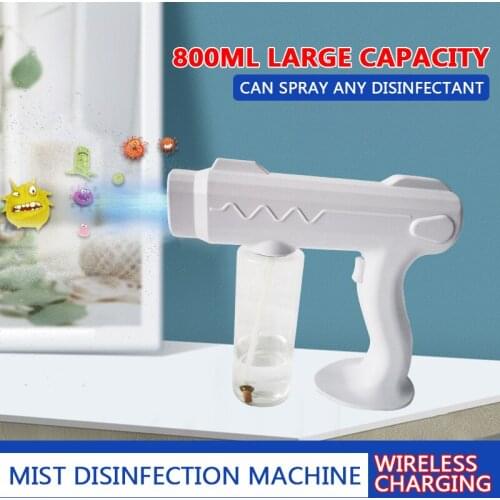Electric Spray Gun Handheld Rechargeable Nano Atomizer Fogger Disinfection Sprayers Blue Light Nano Wireless Spray Machine 800ML